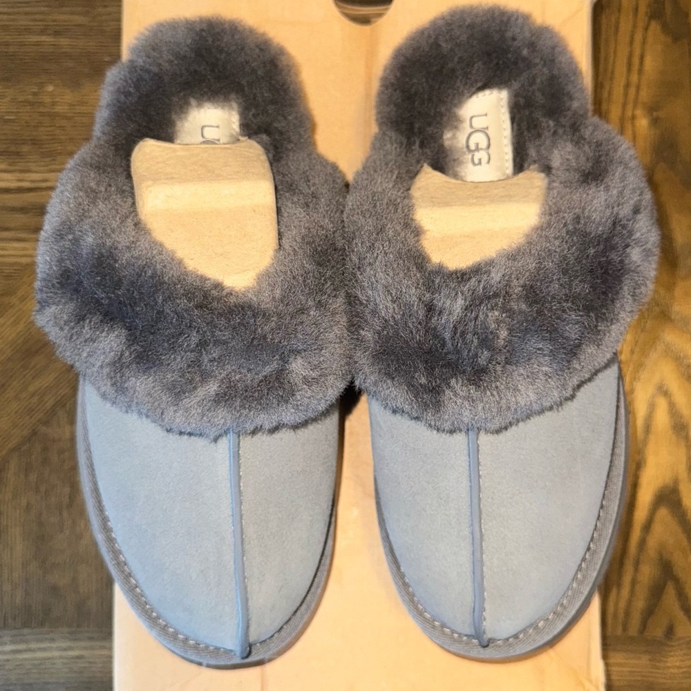 UGG Disquette Platform Slipper Water-Resistant Suede, Charcoal Gray, Size US 6 - Picture 2 of 12